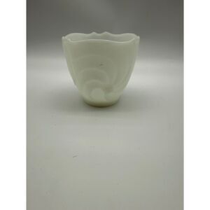 E. O. Brody Milk Glass Vase Spiral Pattern 4.5”